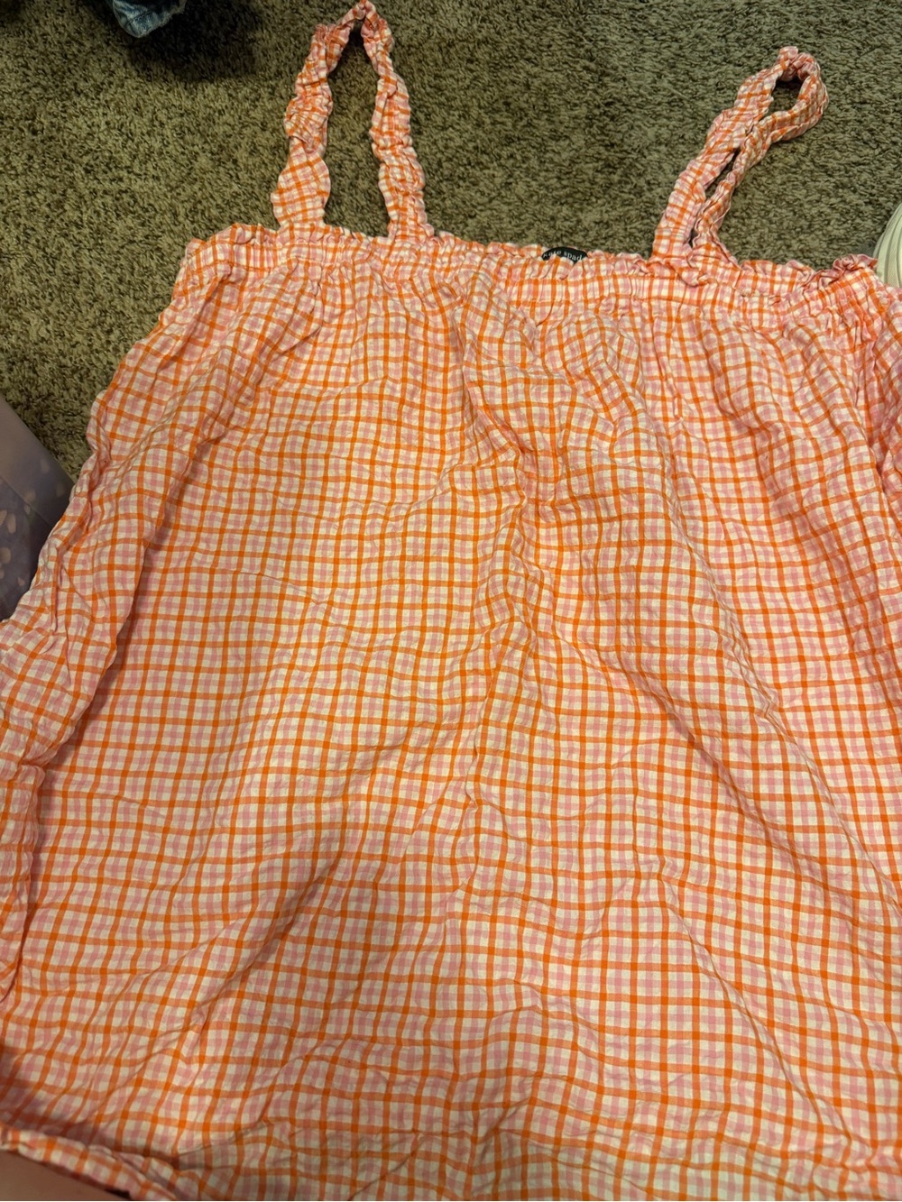 kate spade Orange and White Plaid Smocked Tank